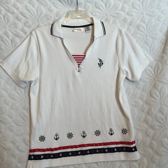 Allison Lane XL Sailing Theme Red White and Blue Stars patriotic Stars - Picture 2 of 6